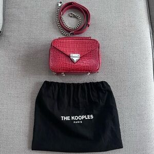 The Kooples Red Croc-Embossed Mini Leather Bag with Silver Hardware